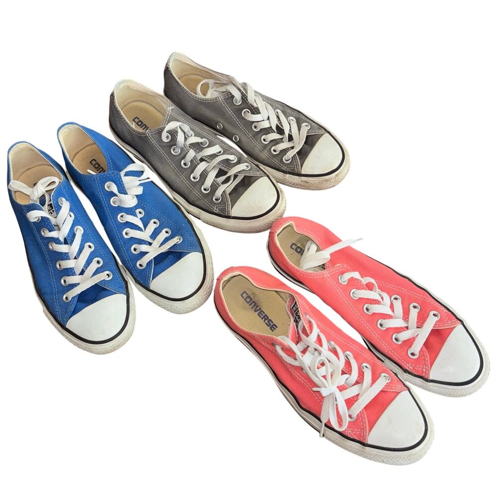 Converse low top sneaker blue pink gray (lot of 3) sneakers shoes - size W8/M6